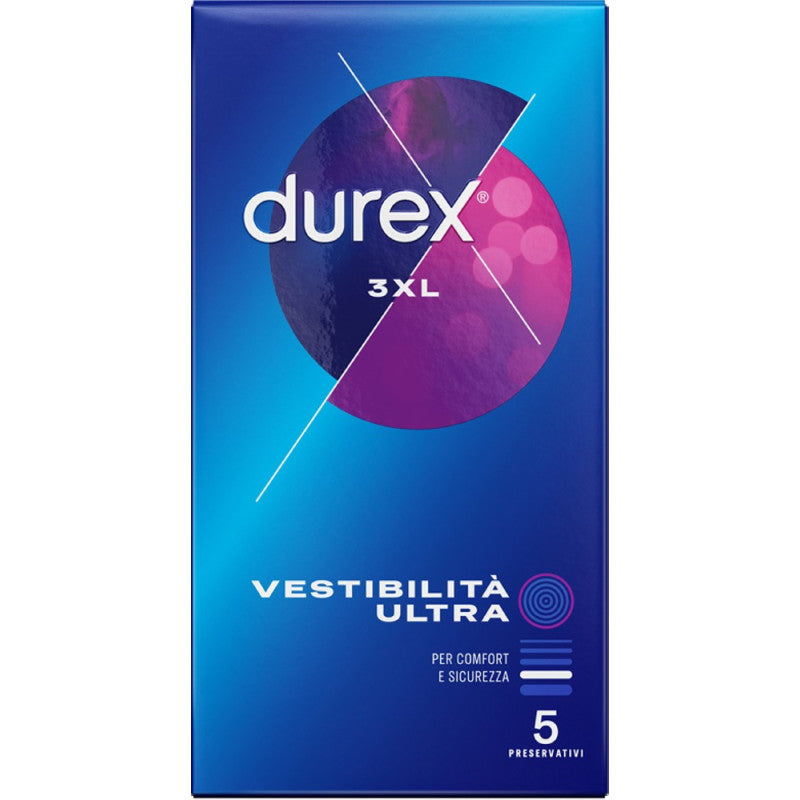 Preservativi Durex 3XL 5 Pezzi – Taglia Extra Grande per Comfort e Sicurezza